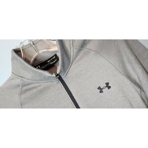 Under Armour ColdGear Mens Pullover Quarter Zip‎ Athletic Top Gray Small Loose